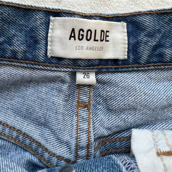 AGOLDE Riley High Rise Straight Leg Raw Hem Denim - Size 26 - Picture 2 of 7